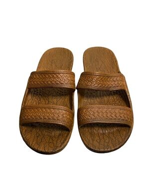 Pali Hawaii Men's Brown Woven Casual Slide Sandals